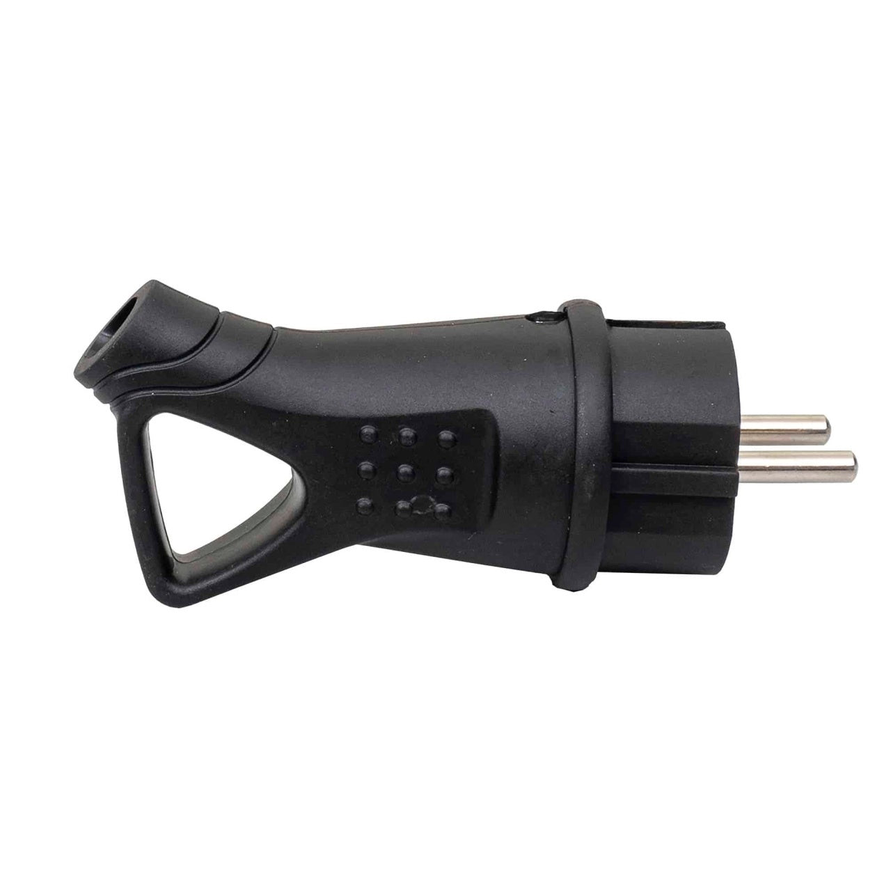 Stecher din plastic cu maner, 16A, fara cablu, negru, 1 locas