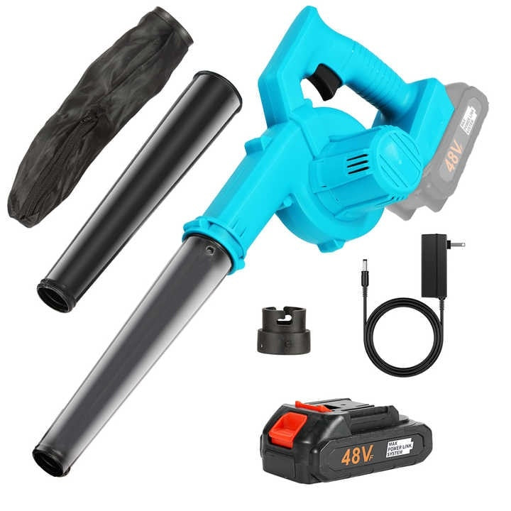 Suflanta usoara cu acumulator, pentru praf, murdarie, zapada, animal de companie, masina, putere 120W, fara fir, negru/albastru