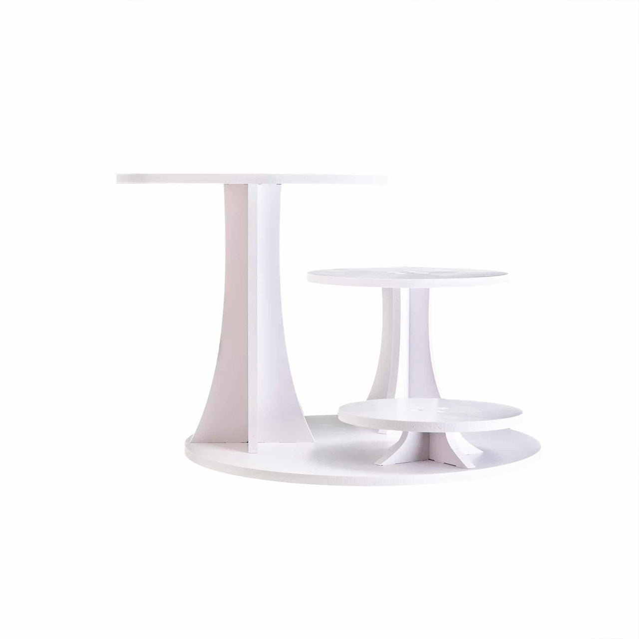 Suport pentru candy bar din lemn alb, 3 etajere, 39x30 cm