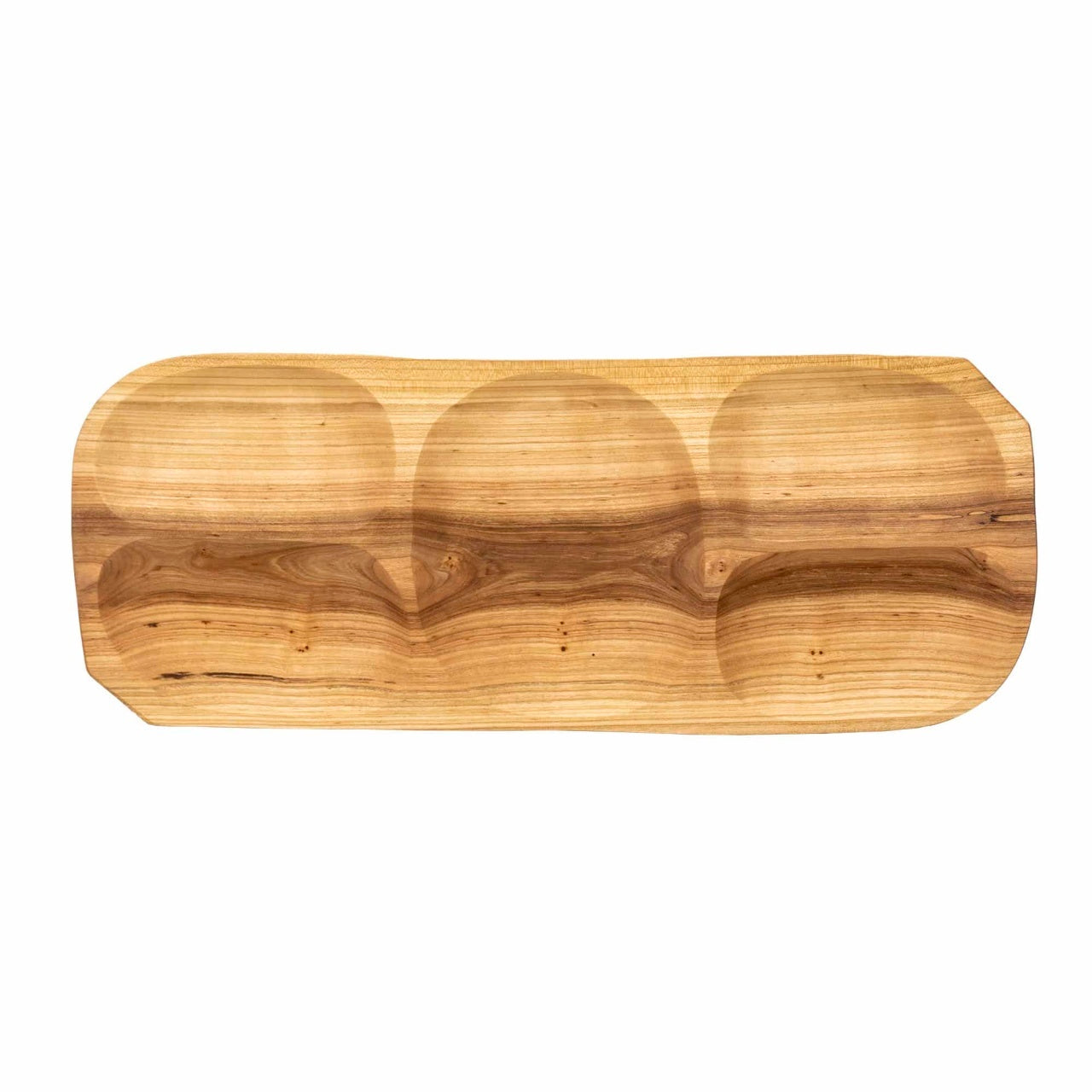 Tava din lemn de cires cu 5 compartimente, 66x26 cm, dreptunghiulara