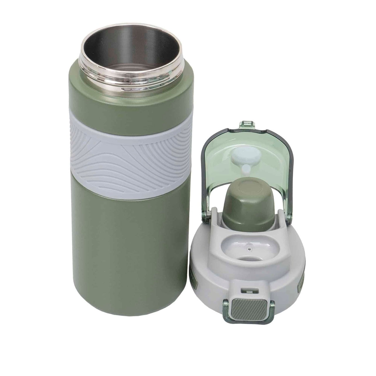 Termos 2 in 1 cu pai, interior inox, capacitate 600ml, verde