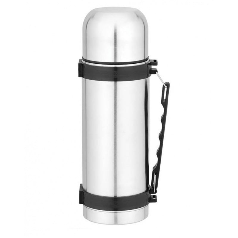 Termos din inox, capacitate 1000ml, cu buton Safe Lock, capac tip pahar, mentine lichidele calde pentru 12 h si reci pentru 24 h, argintiu