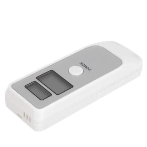 Tester de alcoolemie digital, cu baterii, functie ceas, alarma, termometru, acuratete ridicata, alb
