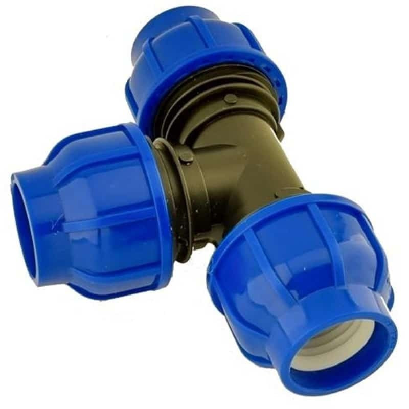 Teu compresiune egal 20mm pentru teava PEHD, plastic rezistent UV