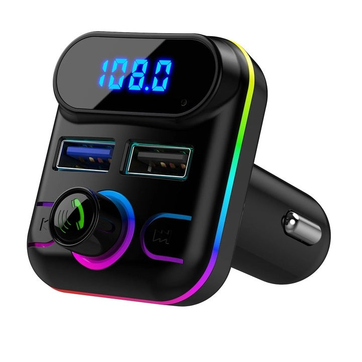 Transmitator FM Bluetooth auto, 5.0, incarcator cu 2 USB, adaptor MP3