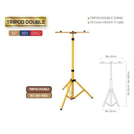 Trepied dublu reglabil pentru 2 proiectoare, inaltime 65-160 cm, baza 82 cm