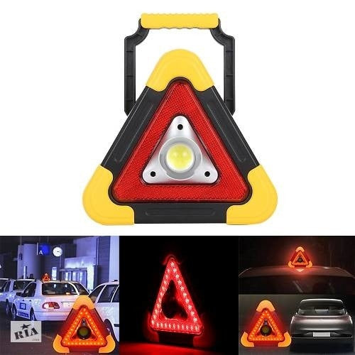 Triunghi reflectorizant iluminat LED cu incarcare solara sau prin USB, luminozitate reglabila