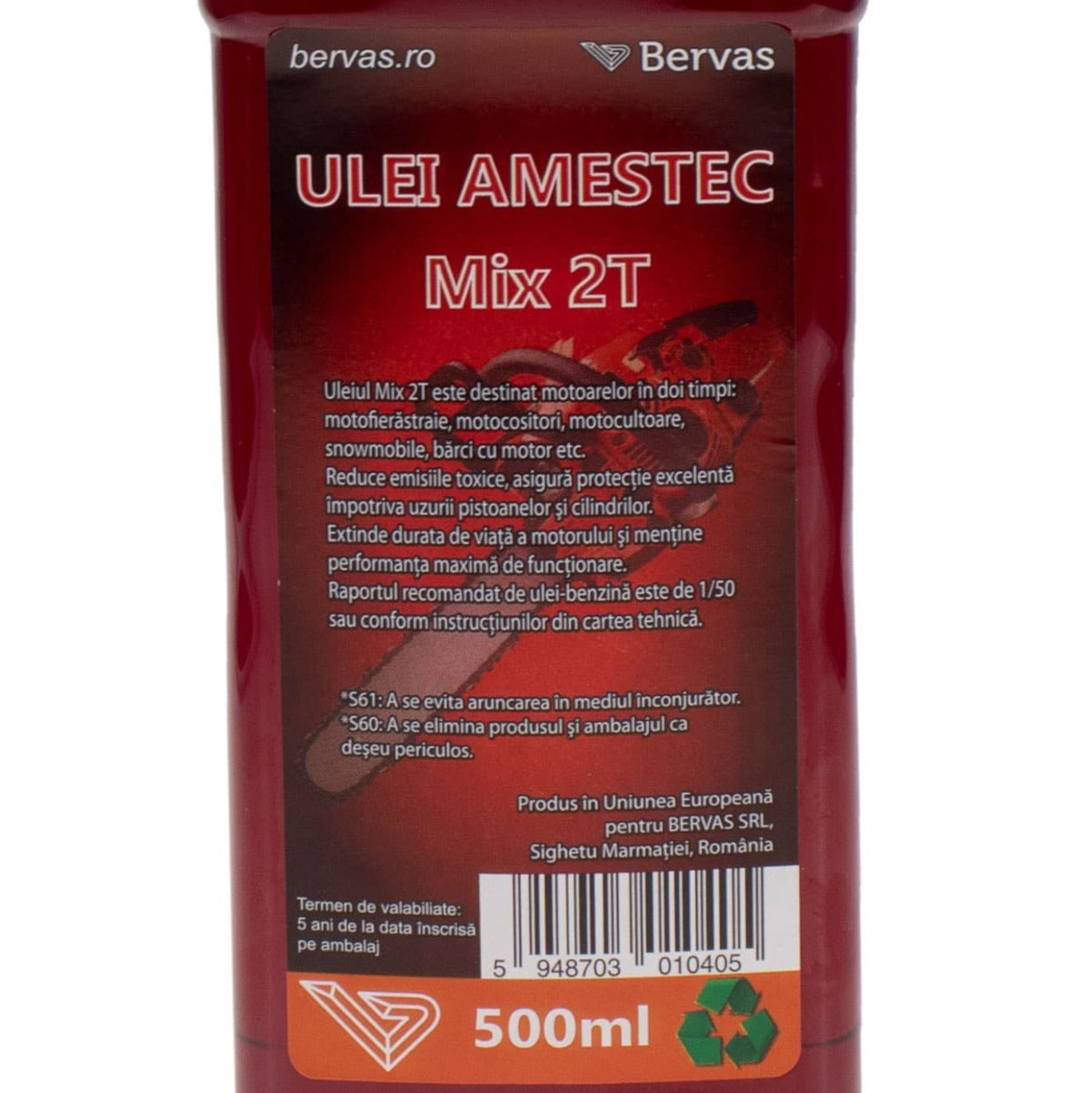 Ulei pentru amestec 2T rosu 500 ML, capacitate 0.5L