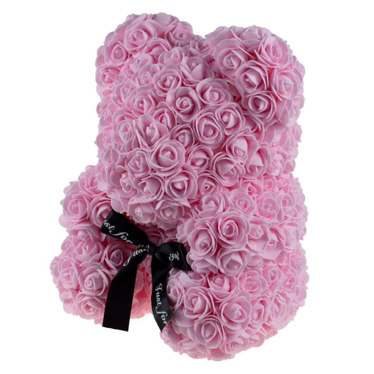 Ursulet din trandafiri de spuma 30 cm roz cu cutie, cadou elegant