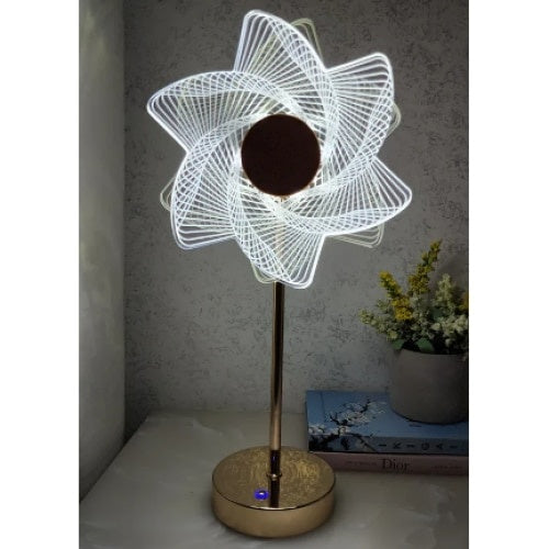 Veioza de masa, decorativa, 3 culori, reincarcabila, vintage, fara fir, 1200 mAh, control tactil, lampa de cristal tip floare, transparent/negru