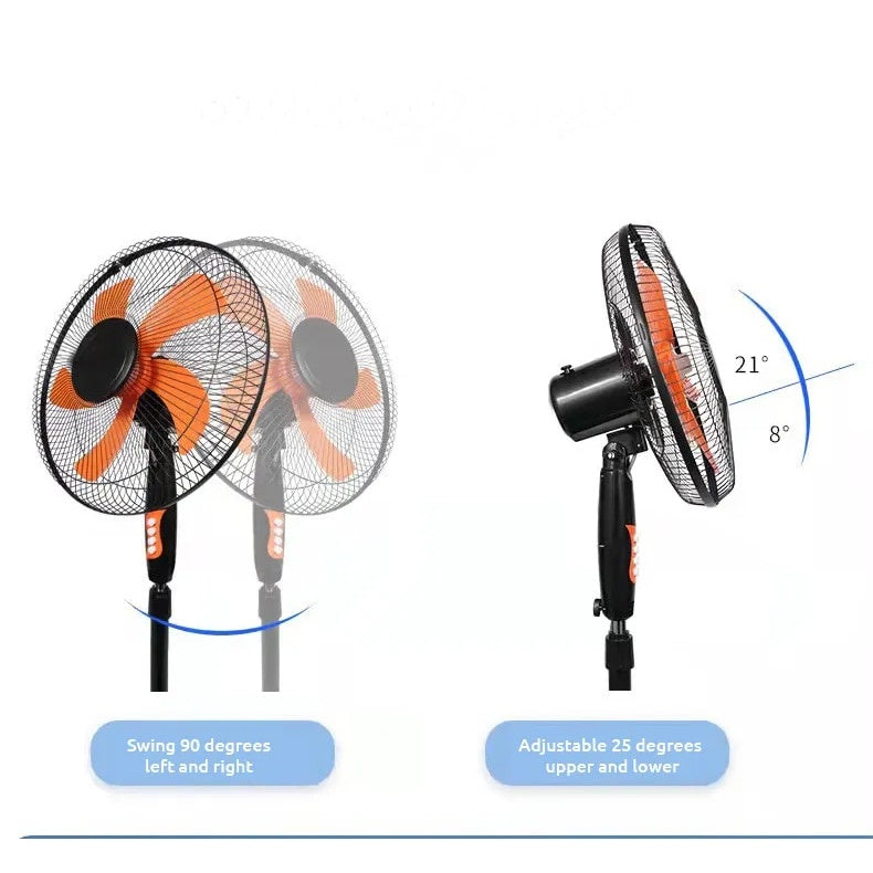 Ventilator cu picior, de podea, cu 3 trepte de viteza, buton ON/OFF, grila de protectie, suport anti-alunecare, negru/portocaliu