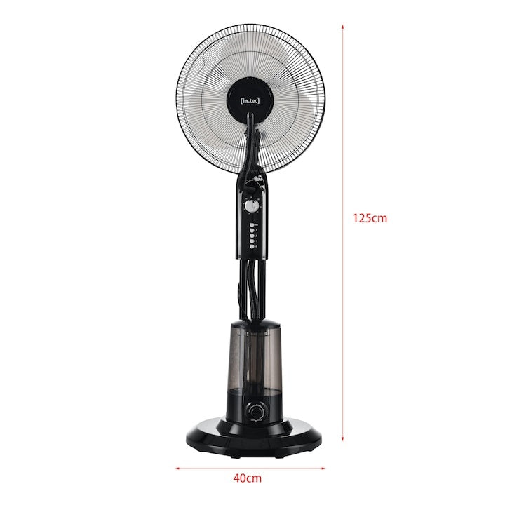 Ventilator cu pulverizare vapori apa, dimensiuni 125 x 40 x 40 cm, putere 75W, din plastic, cu trei trepte viteza, negru