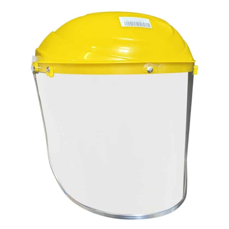 Viziera de protectie pentru cap, galben, cu policarbonat transparent si sistem reglabil