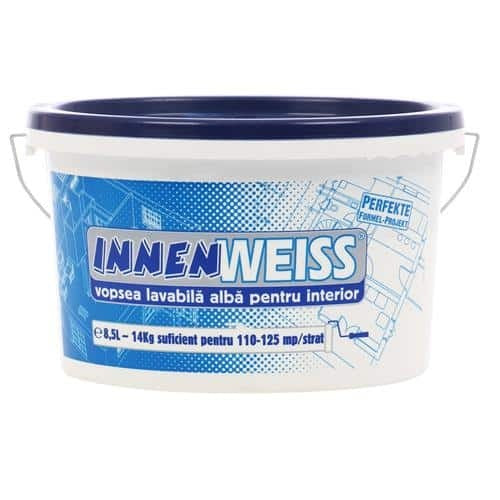 Vopsea lavabila interior alb intens 8.5 L, acoperire uniforma si lavabila