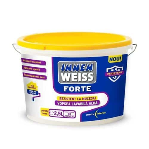Vopsea lavabila interior alb mat, 2.5L, acoperire mare, usor de aplicat