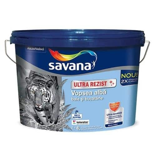 Vopsea ultralavabila interior, baie si bucatarie, 4L, alb, rezistenta mucegai
