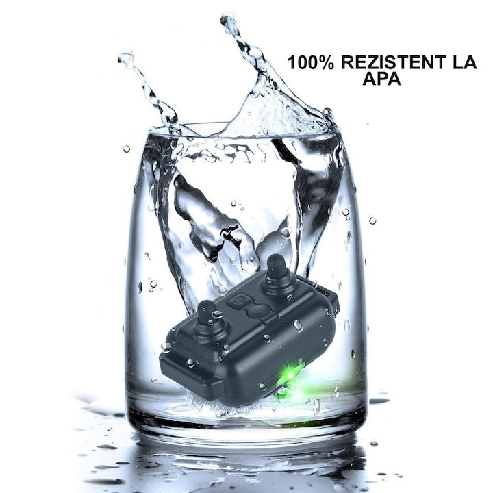 Zgarda pentru dresajul cainilor, electrica, waterproof, raza de actiune 800m, circumferinta pana la 70 cm, 99 nivele de vibratii, negru