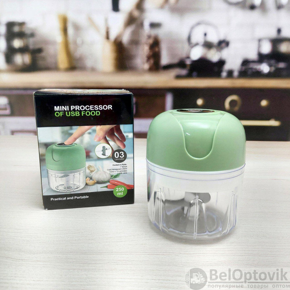 Mini tocător electric USB, 250 ml, cu trei lame – imagine 2