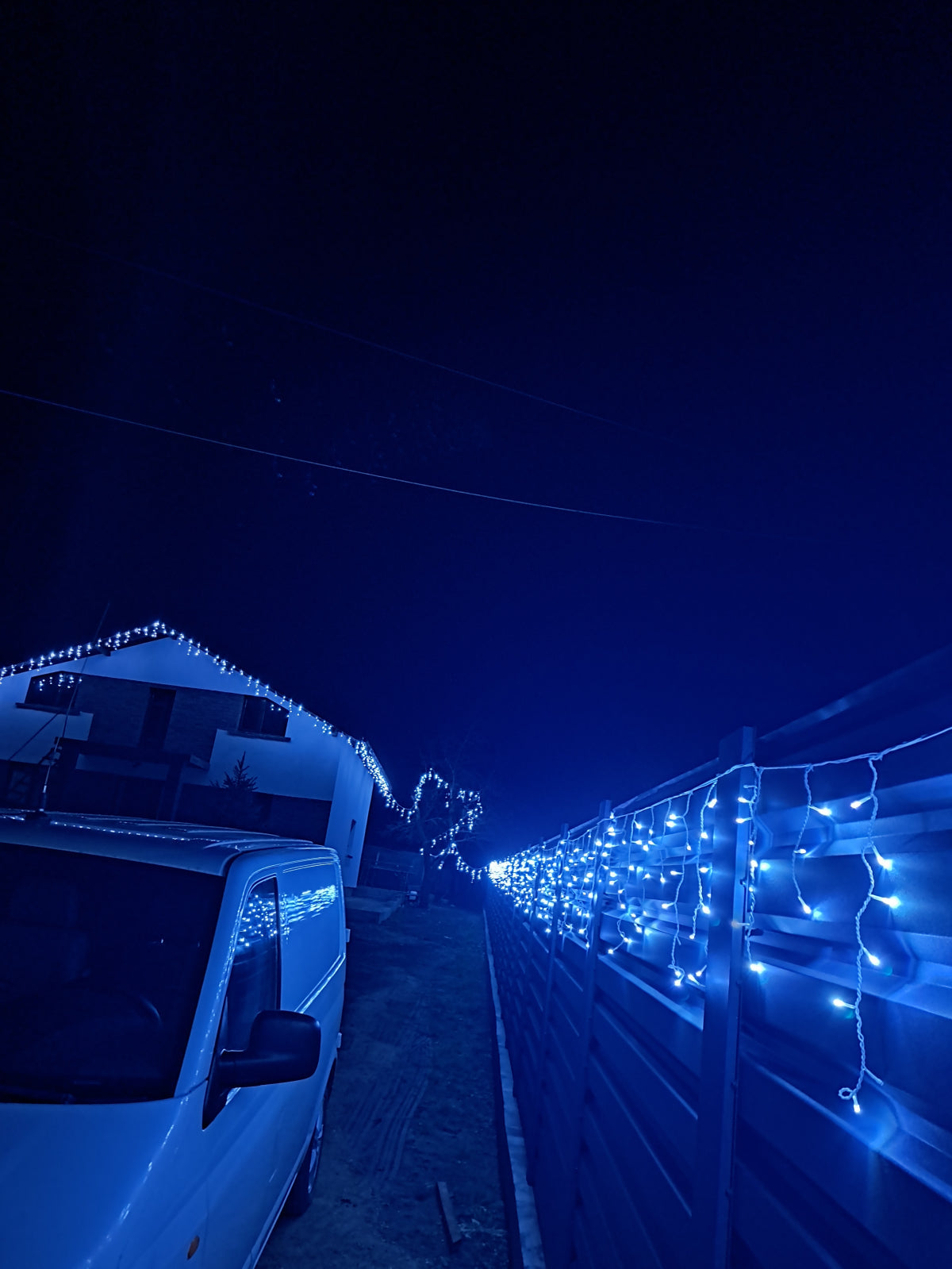 Instalație LED tip țurțuri, 1000 LED-uri, 50 m, albastră – imagine 4
