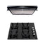 Pachet plita incorporabila gaz, 4 arzatoare, sticla neagra + hota perete 2 motoare 190W