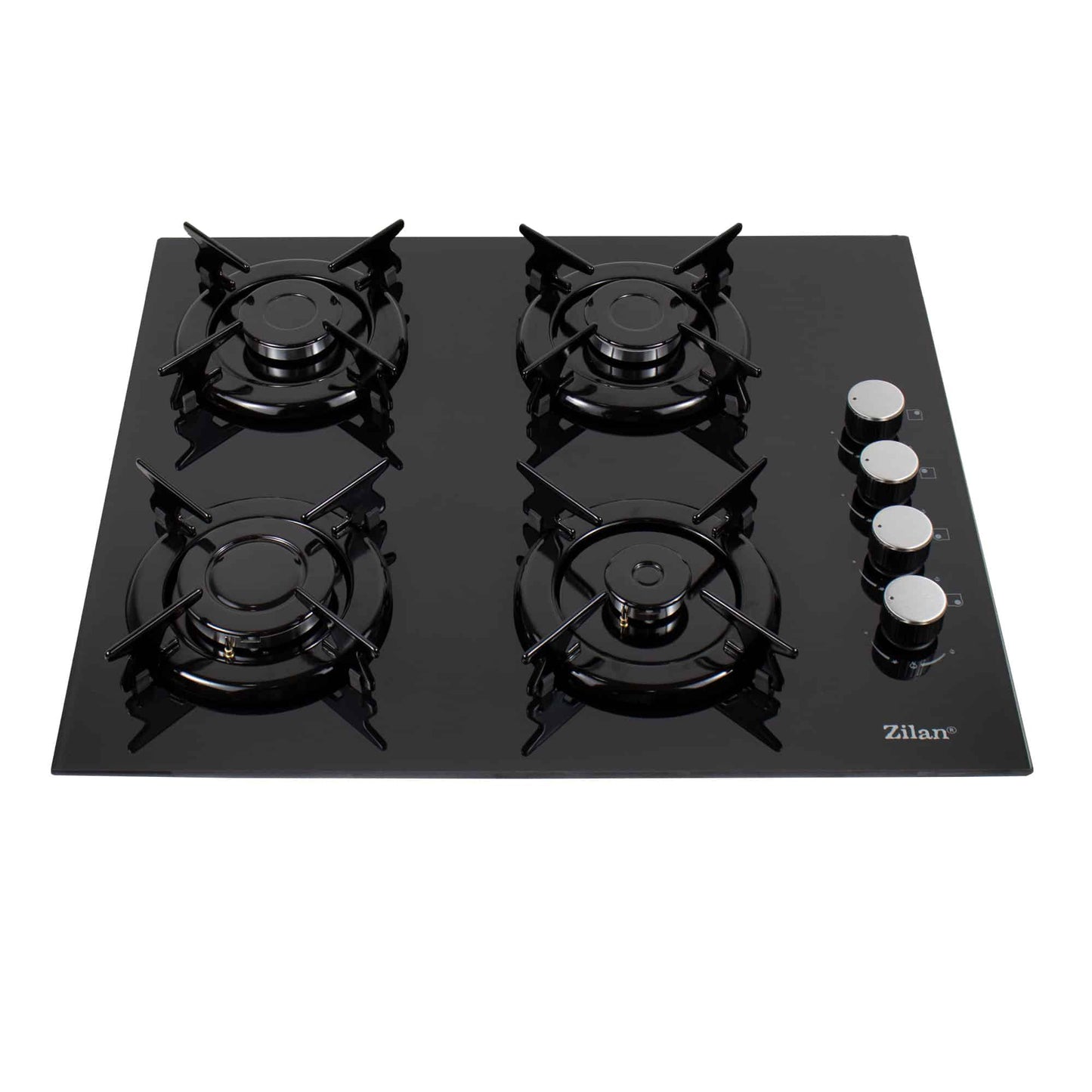 Pachet plita incorporabila gaz 4 arzatoare 59x51 cm cu aprindere electrica si hota perete inox 2 mot