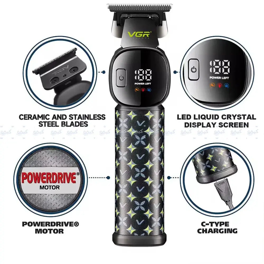 Trimmer VGR V-185 AFA, cu afișaj digital și funcție Turbo – imagine 3