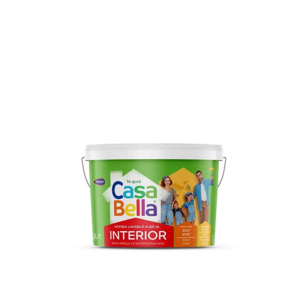 Vopsea lavabila interior alba, 2.5L, finisaj mat, usor de intretinut