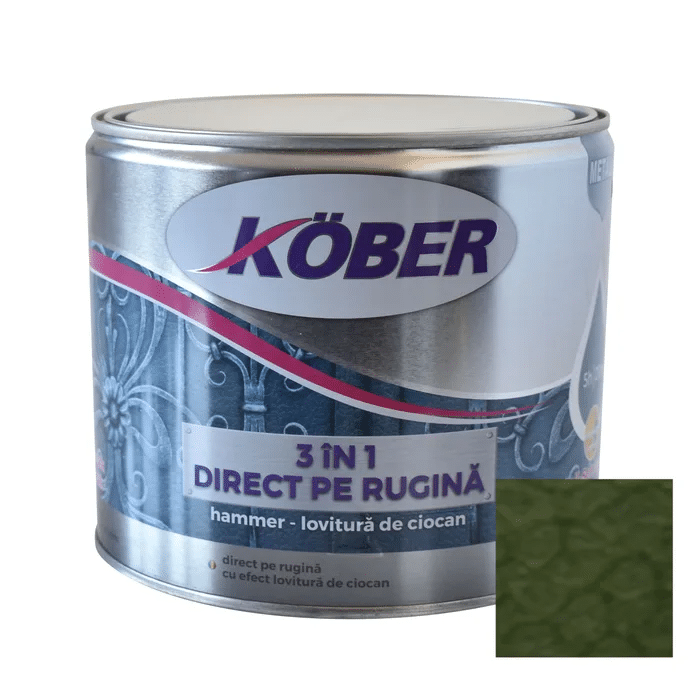 Email 3in1, direct pe rugina, hammer lovitura de ciocan, 2.5L, verde luminos, KOBER / E81505-C2.5L