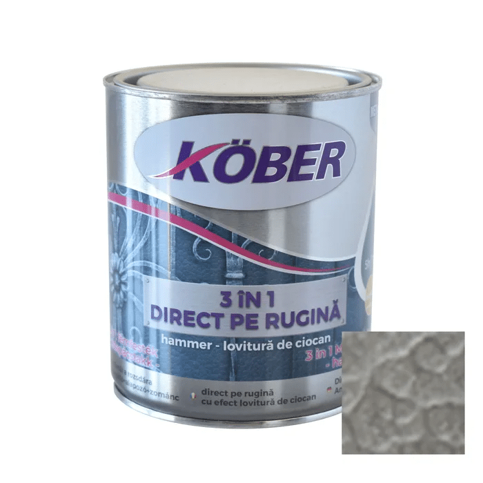 Email 3in1 argintiu 0.75L, aplicare directa pe rugina, efect hammer lovitura de ciocan