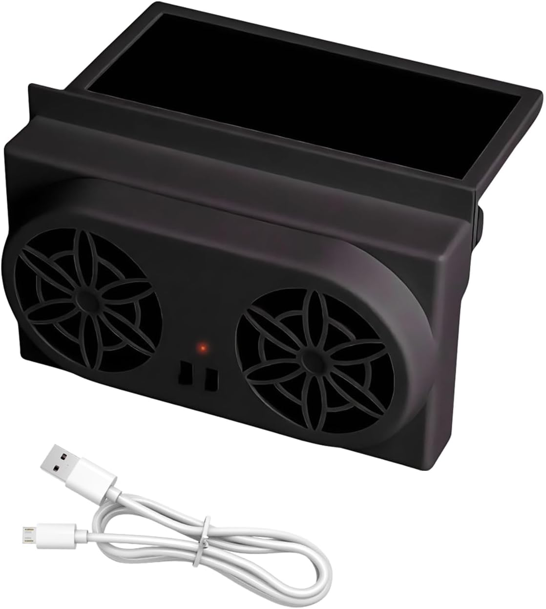 Ventilator pentru geam auto, încărcare solară portabilă, design ușor de instalat, rezistent, reduce căldura, promovează fluxul de aer, ventilator de evacuare cu economie de energie, negru
