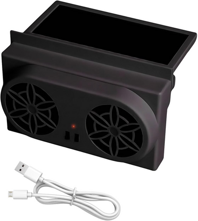 Ventilator pentru geam auto, încărcare solară portabilă, design ușor de instalat, rezistent, reduce căldura, promovează fluxul de aer, ventilator de evacuare cu economie de energie, negru