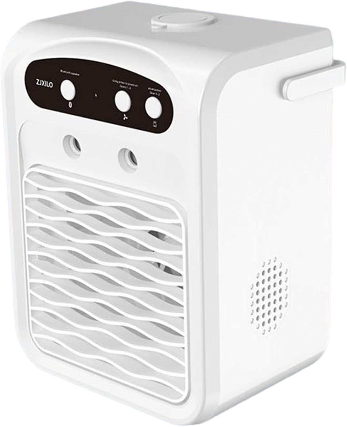 Aer conditionat mini, rezervor de apa de 1000 ml, 3 viteze ale vantului, difuzor Bluetooth, lumina ambientala colorata, racire rapida, alb