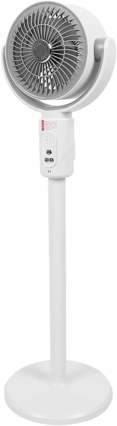 Ventilator oscilant cu telecomandă și temporizator 8H, 5 viteze, oscilație 90°, inălțime reglabilă, ventilator silențios pentru dormitor și birou, alb