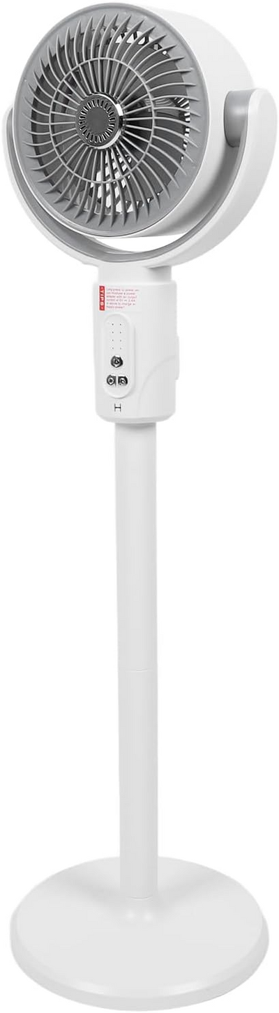 Ventilator oscilant cu telecomandă și temporizator 8H, 5 viteze, oscilație 90°, inălțime reglabilă, ventilator silențios pentru dormitor și birou, alb