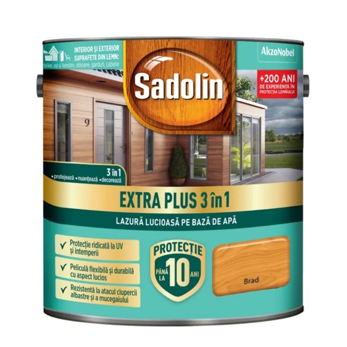 Lazura 3 in 1 pe baza de apa, lucioasa, 2.5L, nuanta Brad