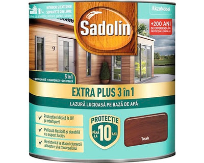 Lazura 3 in 1 lucioasa pe baza de apa, nuanta Teak, 2.5L pentru lemn exterior