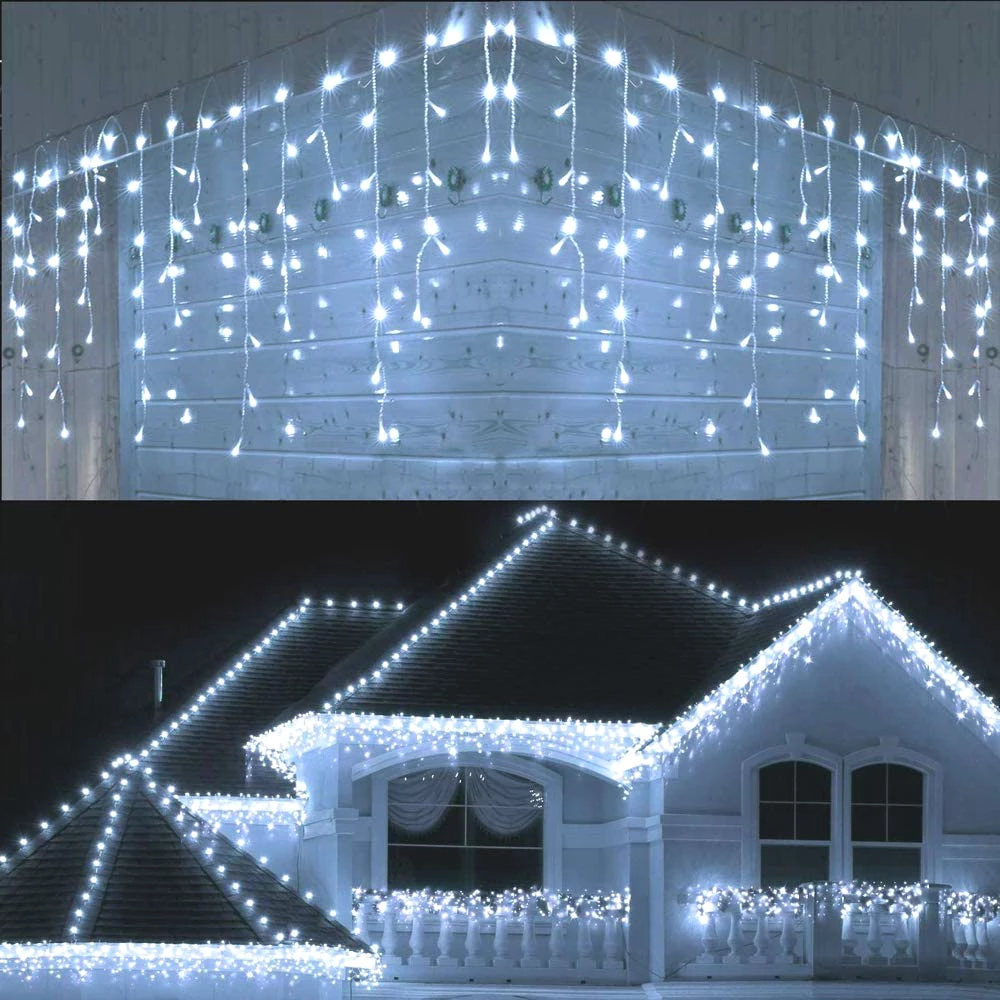 Instalație LED tip țurțuri, 100 LED-uri, 4 m, alb rece – imagine 1