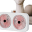 Ventilator portabil de birou cu dublu ventilator, reîncărcabil USB, 3 viteze, design compact pentru casă și birou, alb/roz
