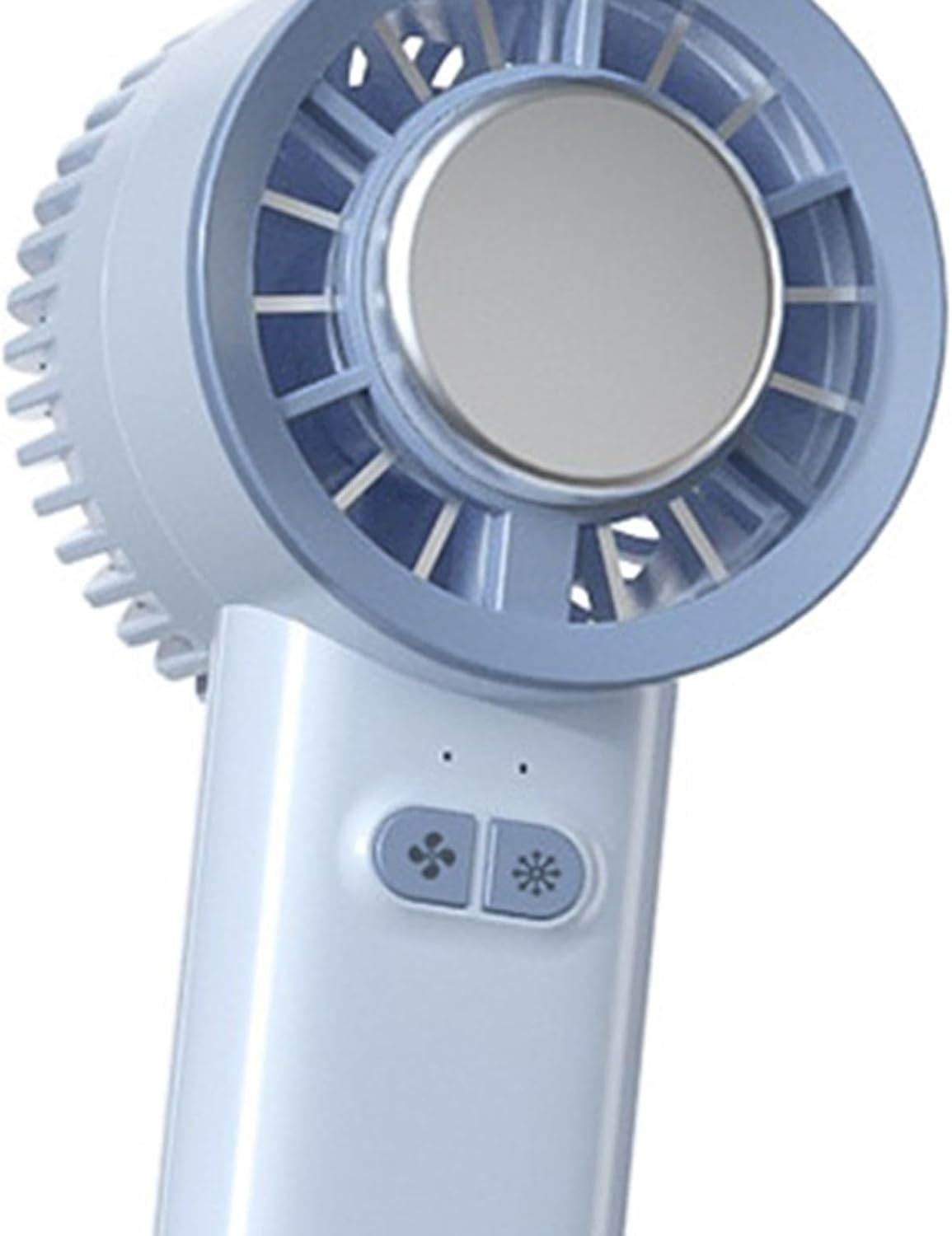 Ventilator portabil de mână cu funcție de răcire, reîncărcabil USB, mini ventilator compact pentru călătorii și birou, albastru