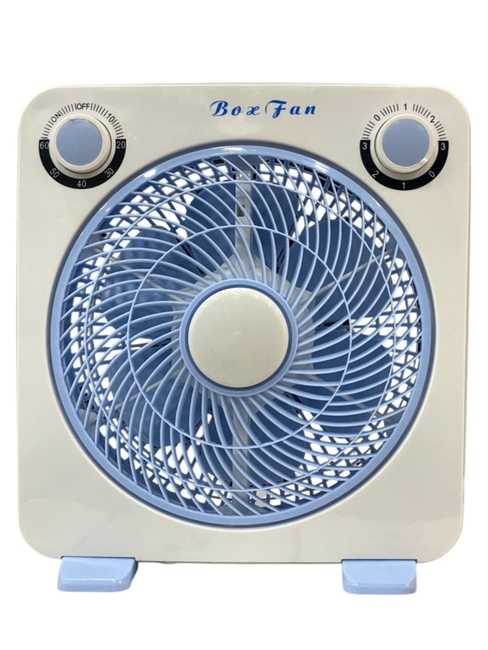 Ventilator Box de Cameră și Masă, 3 Viteze, Grilă Rotativă, Portabil, Alb/Albastru
