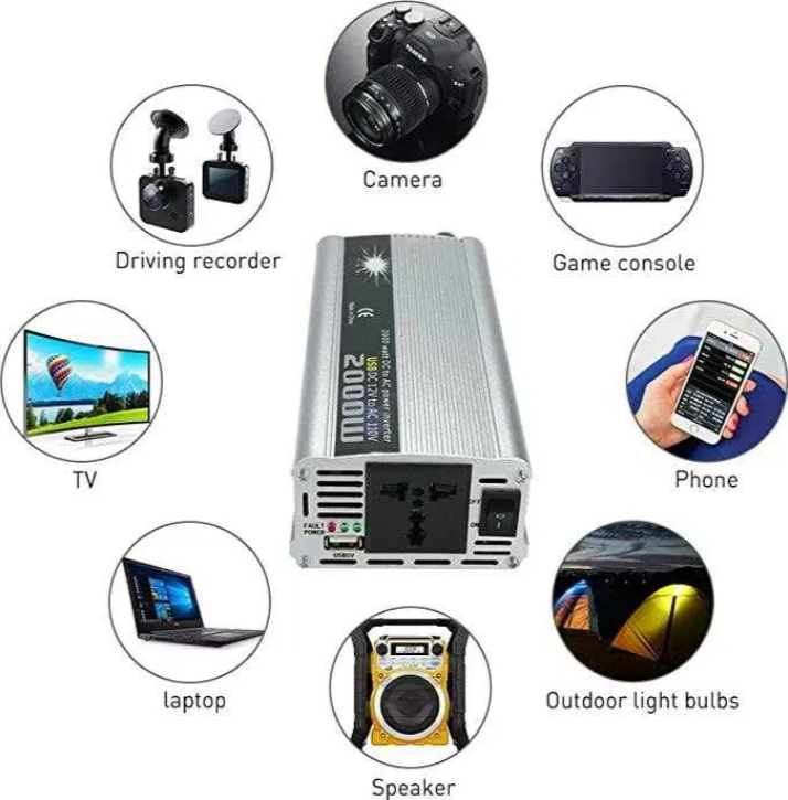 Invertor auto DC 12 V la AC 220 V, putere 2000 W – imagine 3