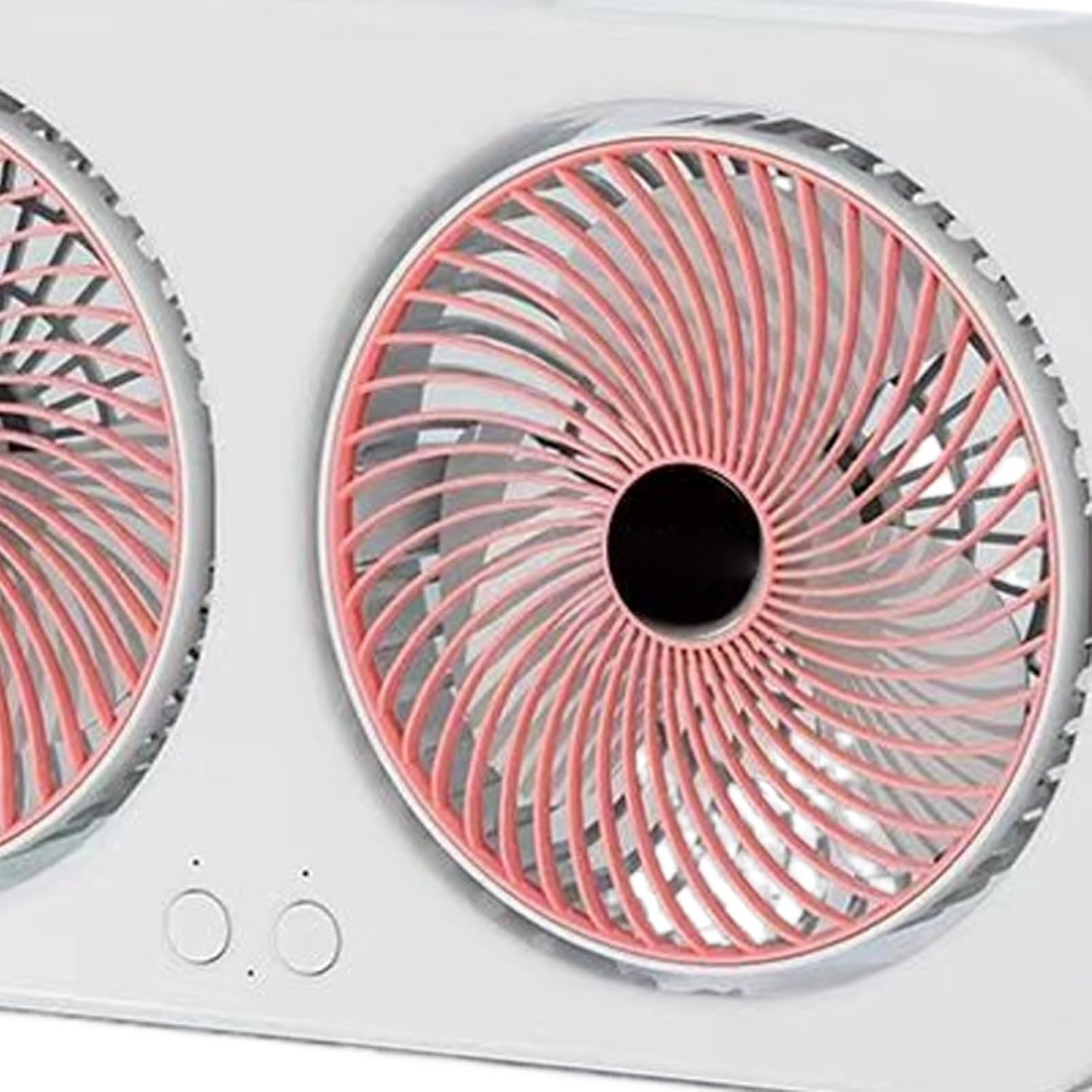 Ventilator portabil de birou cu dublu ventilator, reîncărcabil USB, 3 viteze, design compact pentru casă și birou, alb/roz