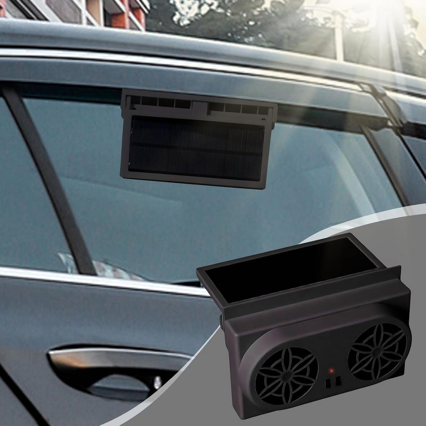 Ventilator pentru geam auto, încărcare solară portabilă, design ușor de instalat, rezistent, reduce căldura, promovează fluxul de aer, ventilator de evacuare cu economie de energie, negru