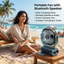 Ventilator Puternic Portabil Cu Incarcare Solara Si Radio FM, Design compact, Bază rabatabilă, negru