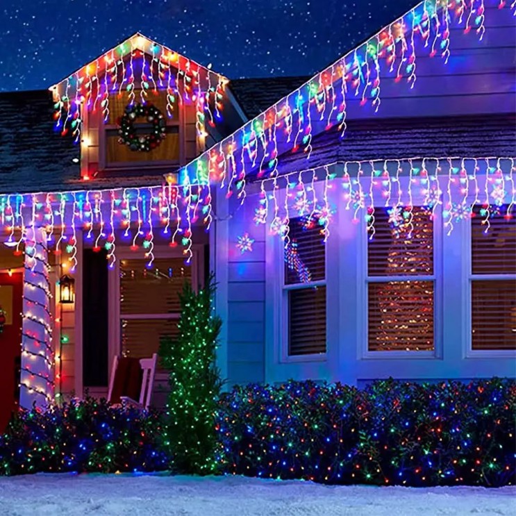 Instalație LED tip țurțuri, 700 LED-uri, 35 m, multicoloră – imagine 1