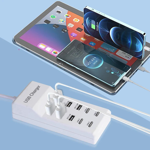 Stație de încărcare USB, 10 porturi, 50 W – imagine 1