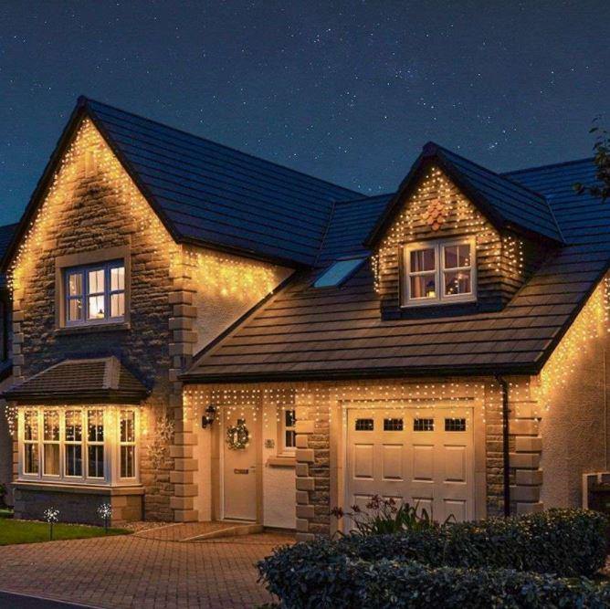 Instalație LED tip țurțuri, 200 LED-uri, 8 m, alb cald – imagine 1