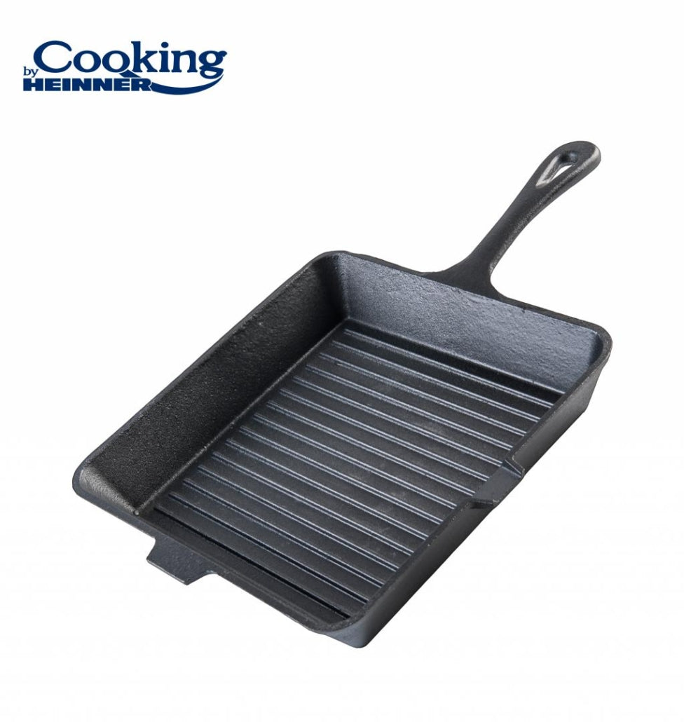Tigaie grill fonta cu maner 25x4.7 cm, negru, pentru gatit uniform