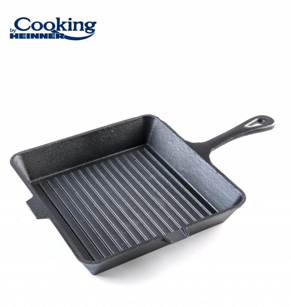 Tigaie grill fonta cu maner 25x4.7 cm, negru, pentru gatit uniform