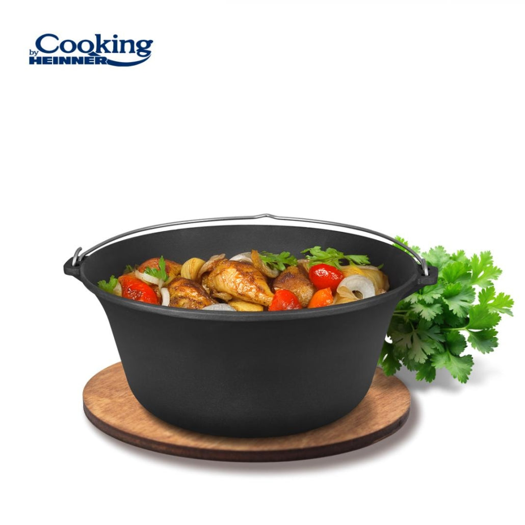 Ceaun fonta pura 16L, 41x19.5 cm, negru, pentru gatit traditional